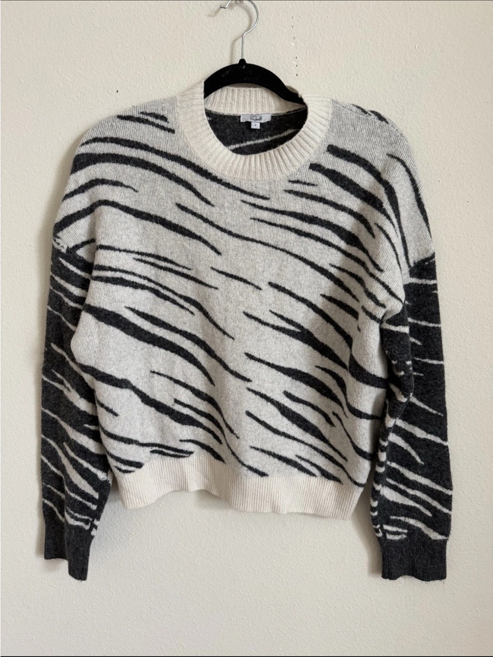 Rails Lana Cashmere Blend Zebra Print Crewneck Sweater Size S